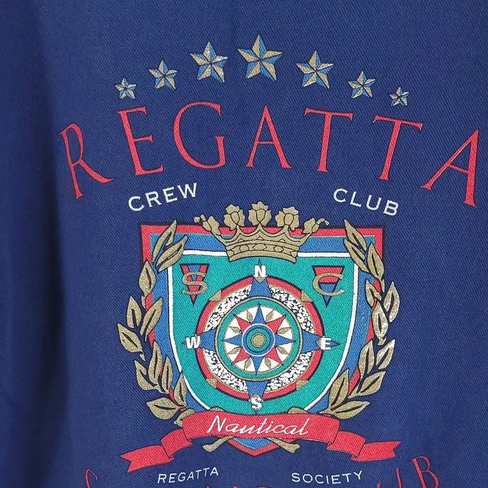 Vtg Sycamore Brand Graphic Top Sweatshirt OSFA Regatta Sailing Club Distressed - Picture 2 of 7